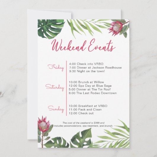 Flamant rose Bachelorette Week-end Fête Invitation (Dos)