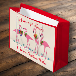 Flamant rose Baisers Chaleureux voeux de Noël Sac