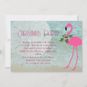Flamant rose Beach Christmas Party Invitation (Devant)