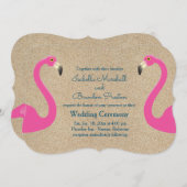 Flamant rose Beach Wedding Invitation (Devant / Derrière)