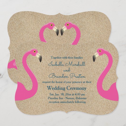 Flamant rose Beach Wedding Invitation (Devant / Derrière)