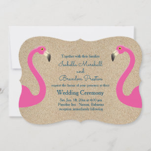 Flamant rose Beach Wedding Invitation