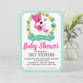 Flamant rose bébé et maman Invitation Baby shower (Debout devant)
