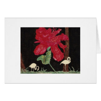 flamant rose blanc et hibiscus