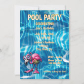 flamant rose blanc Invitation Anniversaire (Devant)