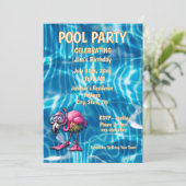 flamant rose blanc Invitation Anniversaire (Debout devant)