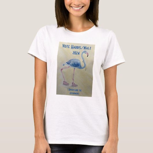 Flamant rose bleu avec t-shirt Pearls Vote Harris/ (Devant)
