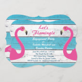 Flamant rose bleu et blanc Invitation de la partie (Devant / Derrière)