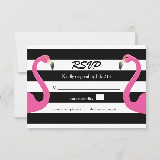 Flamant rose branché mariage RSVP (Devant)