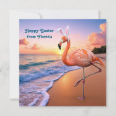 Flamant rose Bunny Ears vie Carte de Pâques (Devant)