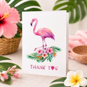 Flamant rose Carte de remerciements rose Baby show