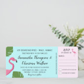 Flamant rose Carte d'embarquement RSVP Destination (Debout devant)