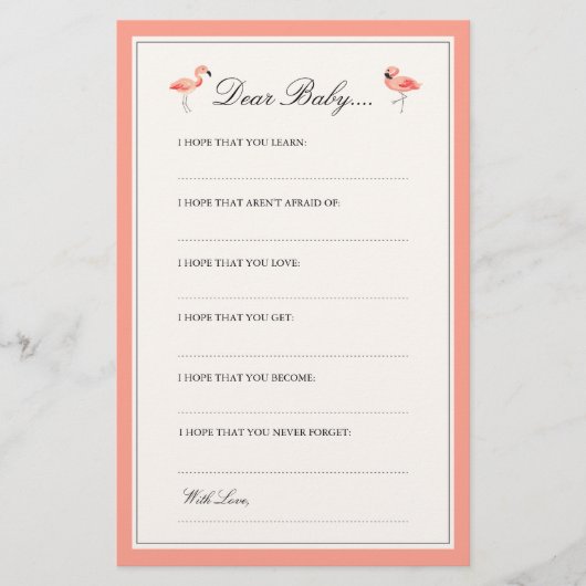 Flamant rose | Chères cartes pour bébés (Devant)