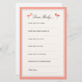 Flamant rose | Chères cartes pour bébés (Devant / Derrière)