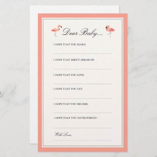 Flamant rose | Chères cartes pour bébés (Devant / Derrière)