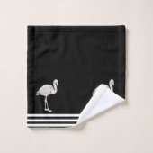 Flamant rose Chic Blanc Noir Boho Tropical Bain (Gant de toilette)