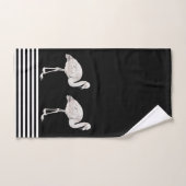 Flamant rose Chic Blanc Noir Boho Tropical Bain (Serviette à main)