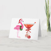 Flamant rose Cocktail Carte de Noël - SRF (Devant)