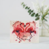 Flamant rose/Coeur - Carte postale/Vorlage (Debout devant)