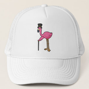 Flamant rose comme Groom avec Casquette & canne