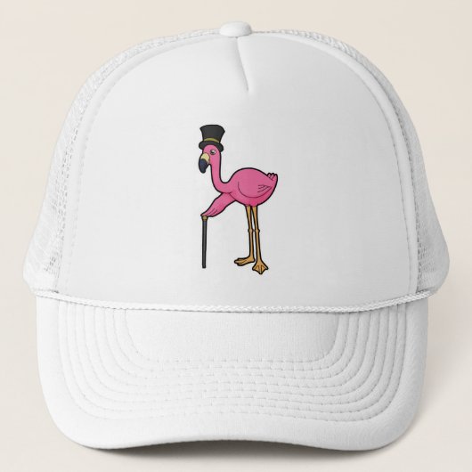 Flamant rose comme Groom avec Casquette & canne (Devant)