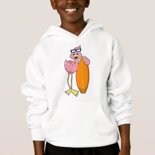 Flamant rose comme Surfer avec Surfboard.PNG