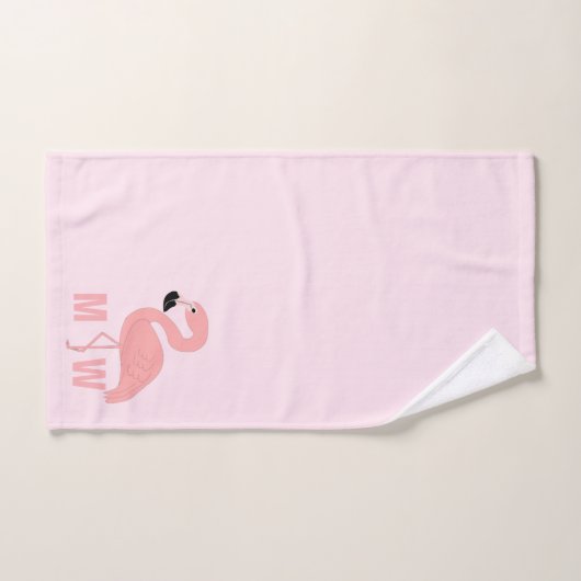 Flamant rose Conception rose monogramme (Serviette à main)