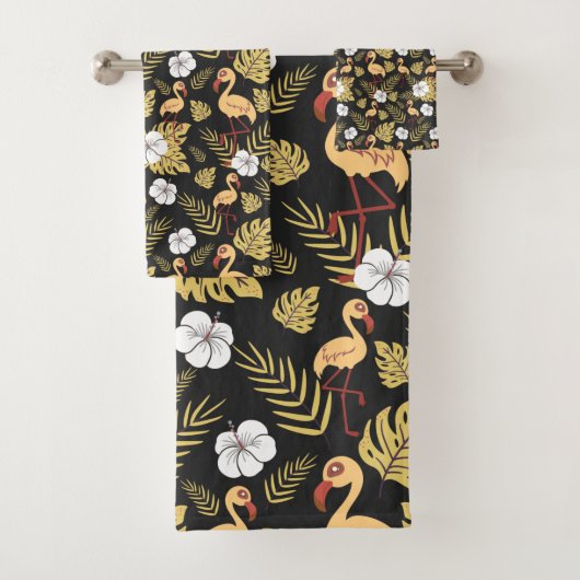 Flamant rose continu motif fleurs jaune et blanc (En situation)