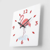 Flamant rose couleur rose. Grande horloge (Angle)