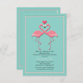 Flamant rose Couple Invitation (Devant / Derrière)