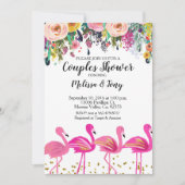 Flamant rose Couple Shower Invitation Floral (Devant)