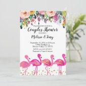Flamant rose Couple Shower Invitation Floral (Debout devant)