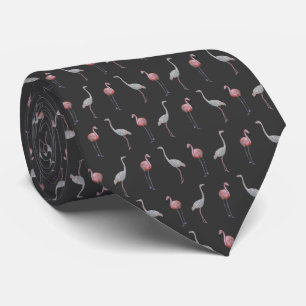 Flamant rose Cravate française double face (gris f