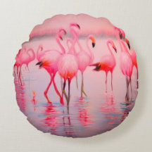Flamant rose dans le lac Coussin rond