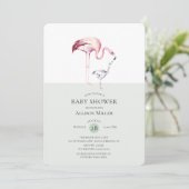 Flamant rose d'aquarelle Baby shower Invitation (Debout devant)
