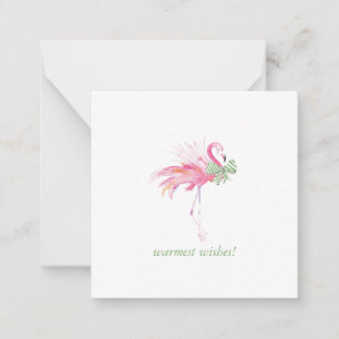 Flamant rose d'aquarelle Carte pour notes de Noël