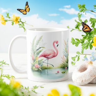 Flamant rose d'aquarelle de printemps - Kid Mug