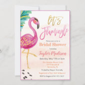 Flamant rose d'aquarelle Invitation de douche nupt (Devant)