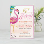 Flamant rose d'aquarelle Invitation de douche nupt (Debout devant)