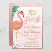 Flamant rose d'aquarelle Invitation de douche nupt (Devant / Derrière)
