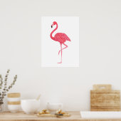 Flamant rose d'aquarelle rose Imprimer Poster (Cuisine)