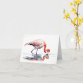 Flamant rose de carte de note (Fleur jaune)