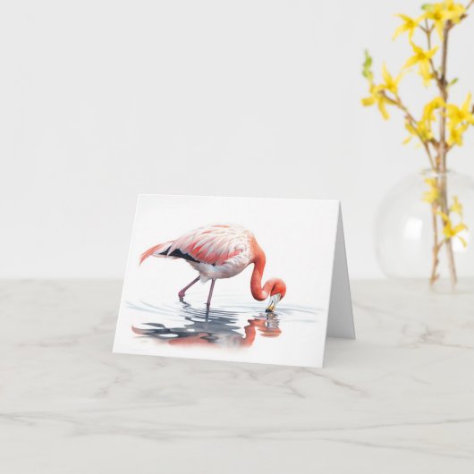 Flamant rose de carte de note (Fleur jaune)