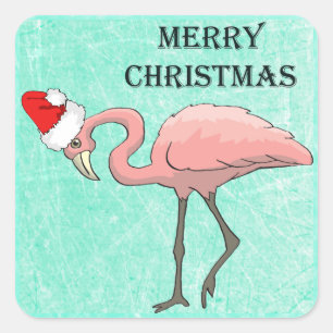Flamant rose de Joyeux Noël dans des autocollants