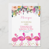 Flamant rose de Luau Invitation à l'anniversaire (Devant)