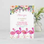 Flamant rose de Luau Invitation à l'anniversaire (Debout devant)