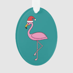 Flamant rose de Noël avec Santa Hat