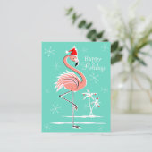 Flamant rose de Noël Carte postale Joyeuses Fêtes (Debout devant)