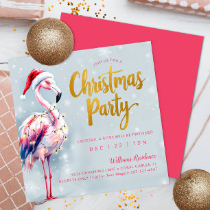 Flamant rose de Noël Fête Invitation