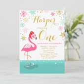 Flamant rose de Noël Invitation d'anniversaire hiv (Debout devant)